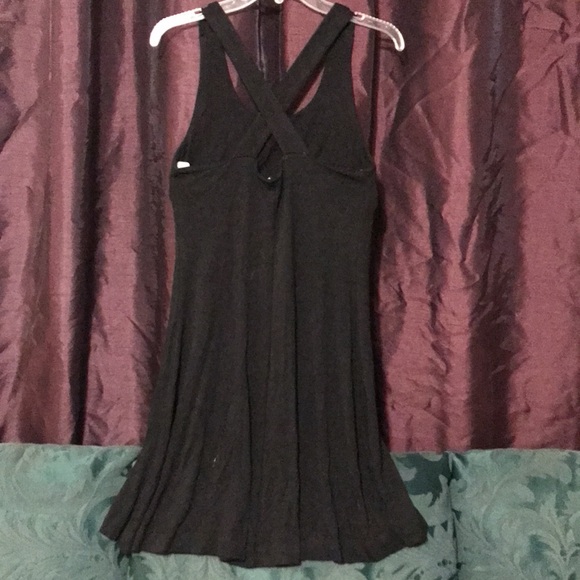 Willi Smith LBD black dress crisscross back flounc bodycon bodcon - Picture 4 of 13